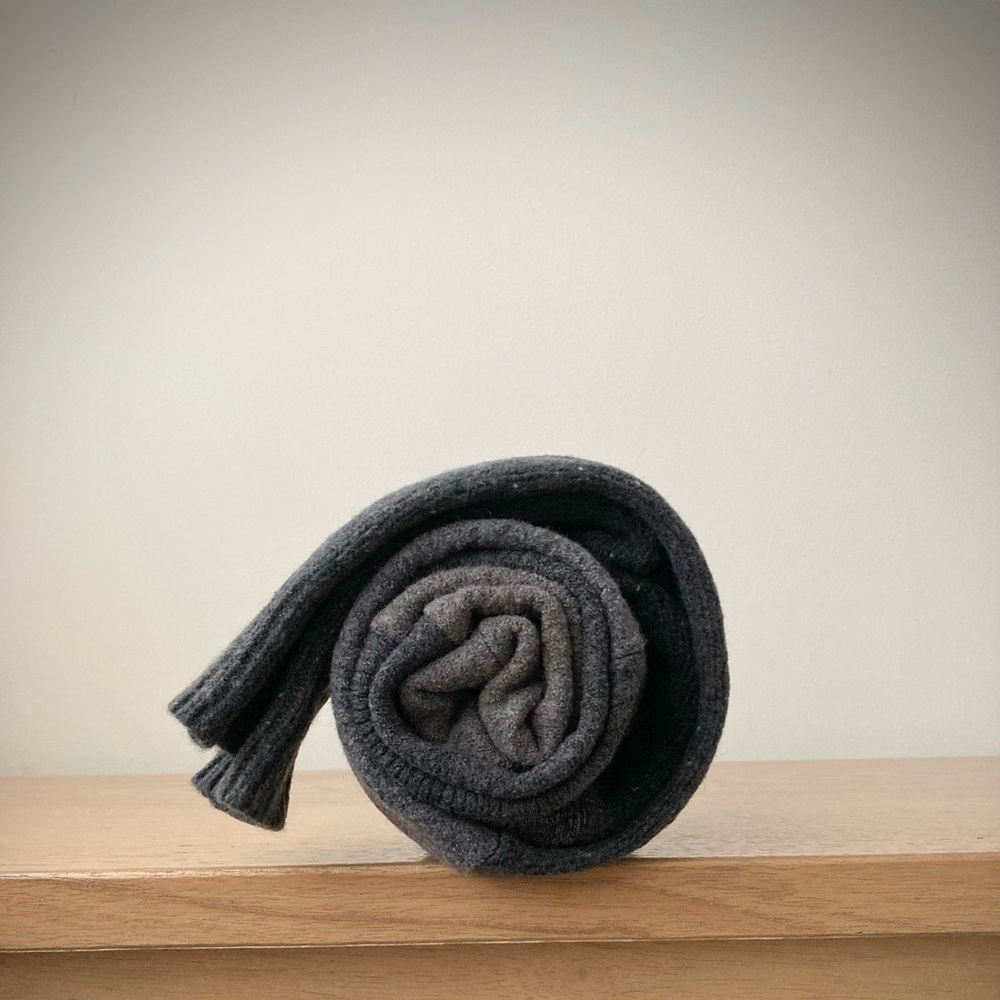joodito 100% wool sweater wrap scarf japanese boro patchwork muffler winter gray - Picture 12 of 12